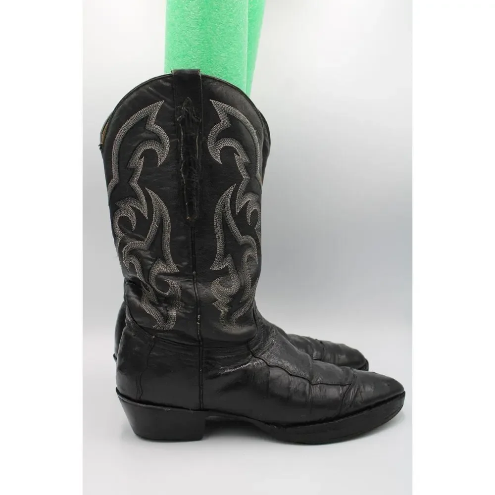 Size 9 - Vtg Sedona West Boots Exotic Black Ostrich Skin - 2804 6331